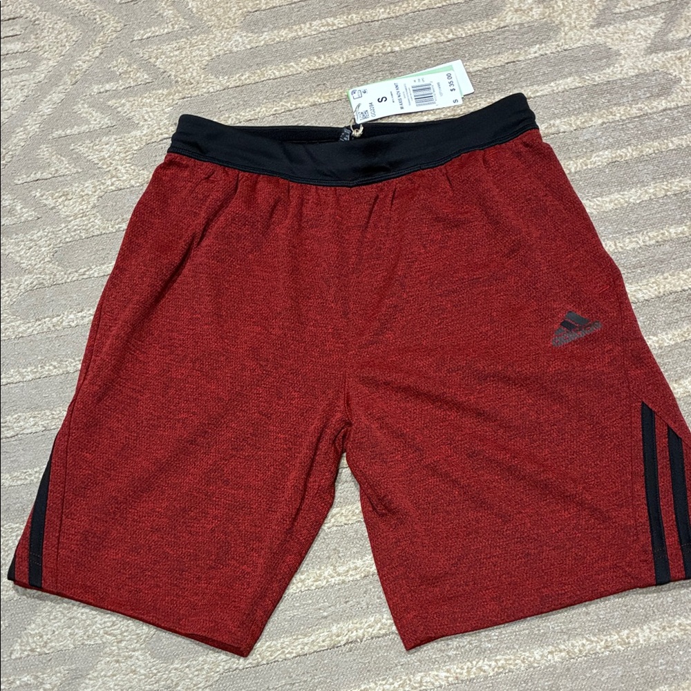 Adidas Men's Red and Black Athletic Shorts